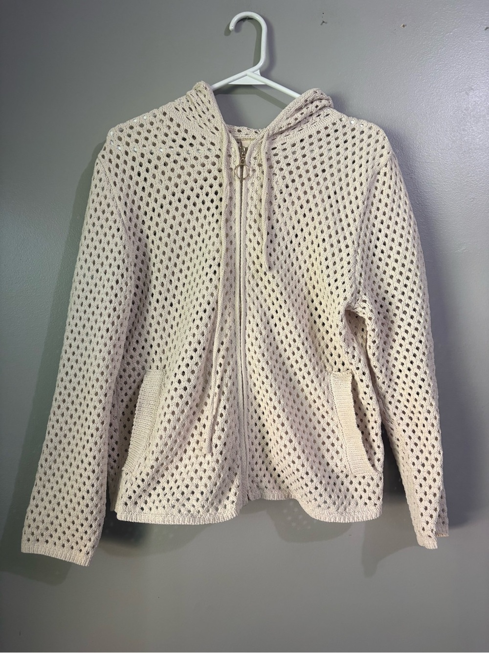 Greige Zip Up Hoodie Sweater
